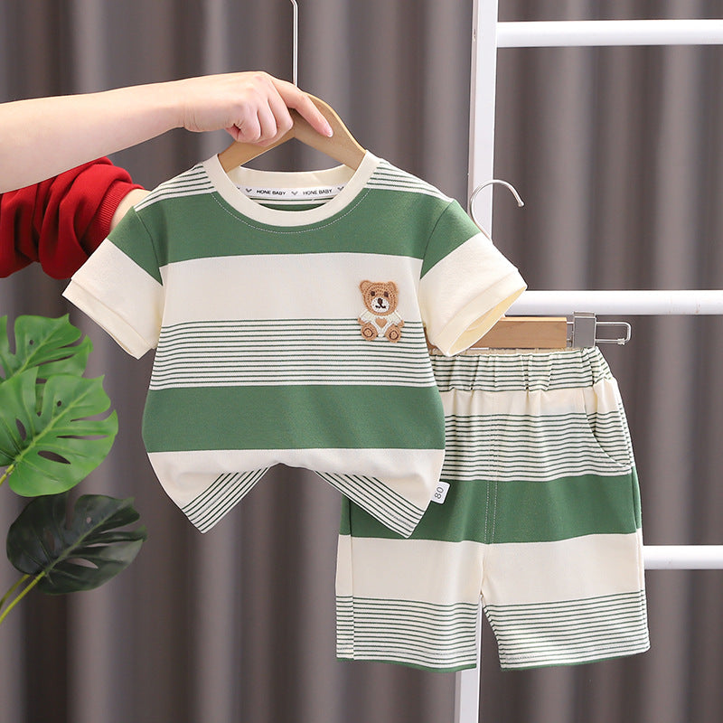 Children Cartoon Cotton T-Shirt Shorts Set