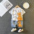 Children Cartoon Print Cotton Shorts Set